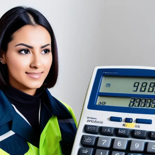 A woman with a calculator