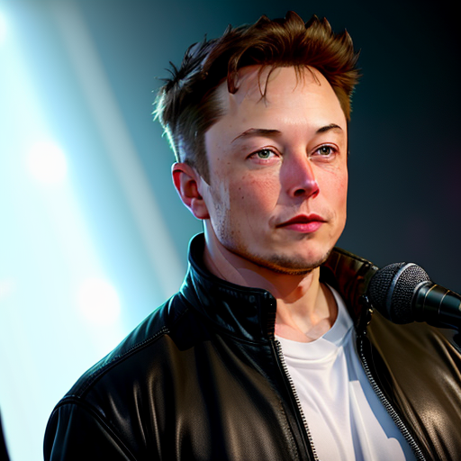 Elon Musk standing in front of a microphone