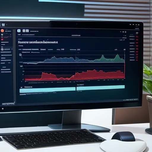 A computer with a screen showing a graph of connected business models