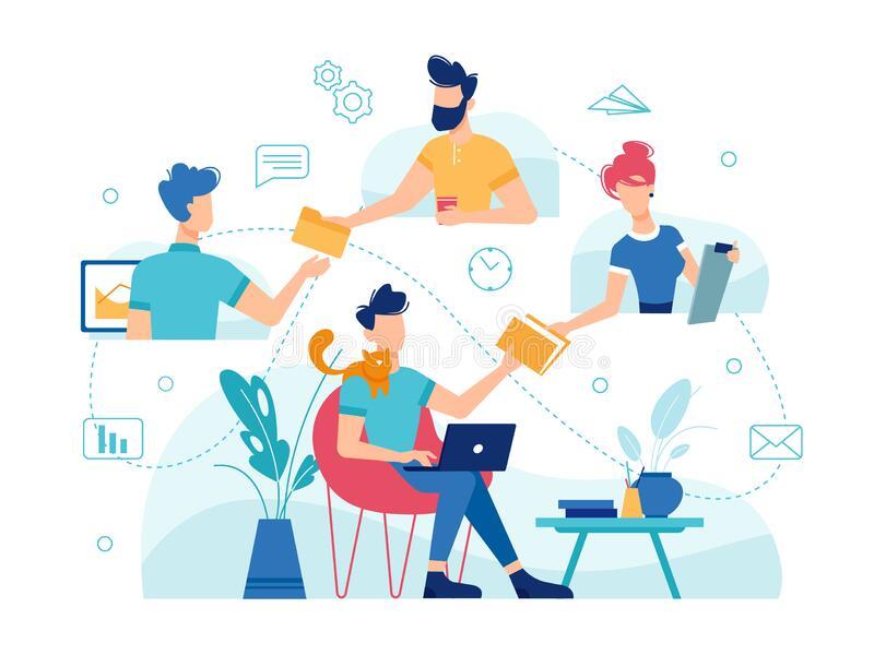 Teamwork Online Work Management, Home Office Stock Vector - Illustration of goal, email: 188524639